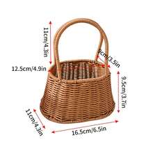 Cesta de almacenamiento tejida a mano, cesta para frutas, verduras, flores, bolsa de compras de ratán, cesta para pan, picnic, organizador de escritorio - Cesta C - Ver 13