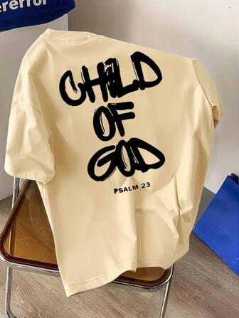 青少年男孩街头印花上帝之子帅气百搭休闲黑色上衣 T 恤