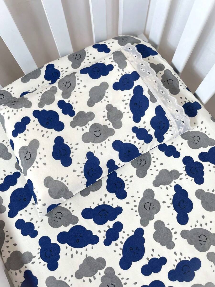 Laura Baby 2-Piece Sheet Set For American Standard Crib Or Mini Crib 100% Cotton - 海洋雲 - 查看 1