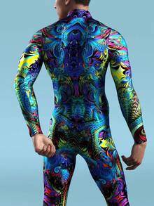 Halloween Costumes, Festival Performance Outfits, Christmas Costumes Multi Colored Full Body Spandex Digital Printed Men's Swimming And Fitness Sportswear Halloween Party Role-Playing Costumes Holiday Performance Costumes, Carnival Costumes - 彩色 - 查看 4