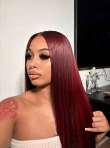 200% Density 34Inch 13x4 Lace Front Wigs Human Hair 99J Straight Wigs For Women 12A Pre Plucked HD Lace Frontal Wig With Baby Hair Burgundy Lace Front Wig