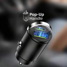 Dual-Port Mini USB Car Charger, Fast Charging, Metallic Finish, Male To Female Connector With Ring Design, PD30W, Type-C, Compatible With Smartphones And Devices, Essential Car Power Accessory, No Battery, Ideal For 11 Festive Gifts - Multicolor - View 3