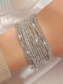Set de 10 piezas/paquete Pulseras con Piedras Rhinestone, Pulseras elásticas clásicas de cristal multicolor, Joyas para Mujer