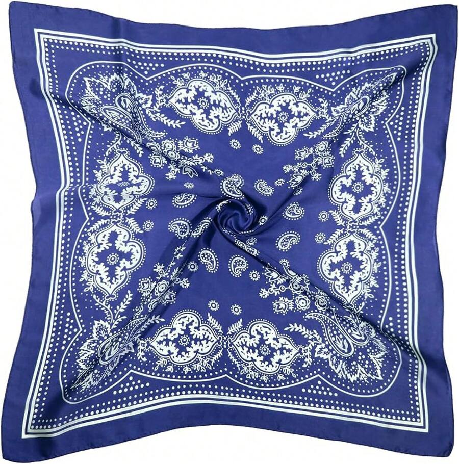 Satin Head Scarf - 27.5 Inch Silk Hair Wrap For Women - 藍色 - 查看 1