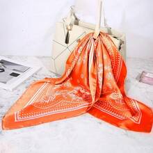 Satin Head Scarf - 27.5 Inch Silk Hair Wrap For Women - 橘色 - 查看 3