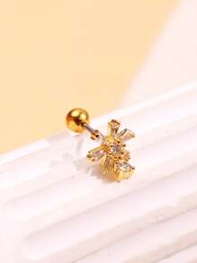 1pc Fashionable Exquisite Luxurious Personalized Minimalist Design Cubic Zirconia Inlaid Snowflake Gold Ear Cuff Earrings, Elegant Jewelry For Women Everyday Wear, Party And Holiday Attire