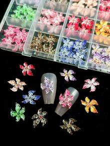 1 Hộp hỗn hợp ngẫu nhiên các loại phụ kiện trang trí móng tay hình hoa báo bằng nhựa ABS, phụ kiện trang trí móng tay hình hoa chấm bi gradient Y2K, đồ dùng tự làm móng nghệ thuật, đá trang trí móng tay. - Nhiều màu - Xem 3