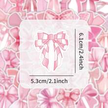 100pcs Pink Bow Stickers Set, Girl's Whimsical Bowknot Decals, Scrapbooking, Laptop, Helmet, Waterproof Vinyl Paper Stickers For DIY Journal, Planner Accessories & Decoration - White - View 2