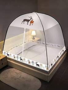 Libre de instalación elevada yurta mosquitera puerta plegable, Mosquitero Plegable Cama 1.8x2x1.5m, Tienda de campaña de red desplegable con parte inferior,  diseño plegable para dormitorio y viajes al aire libre, fácil de instalar y lavar - Blanco - Ver 1