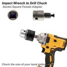 带钥匙适配器套件的钻夹头快速更换 SDS Plus 1/4 英寸六角六角 1/2 英寸方形套筒柄，适用于钻头尺寸 1.5 毫米至 13 毫米（1/16 英寸至 1/2 英寸），适用于旋转动力冲击锤扳手驱动器工具