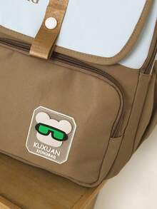 1 件新款时尚百搭拼色学生背包，尼龙防水大容量书包，无挂件 - A - 查看 8