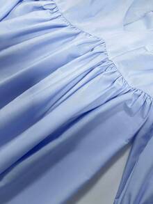 大码女式可爱性感深V领短款复活节连衣裙，优雅 - 藍紫色 - 查看 8