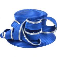 Lady Church Derby Dress Cloche Hat Fascinator Floral Tea Party Wedding Bucket Hat S051 - Sd708-xanh hoàng gia - Xem 2