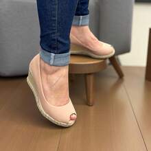 Women's Platform Wedge Sandals Pep Toe Comfortable Fashion - 裸體 - 查看 4