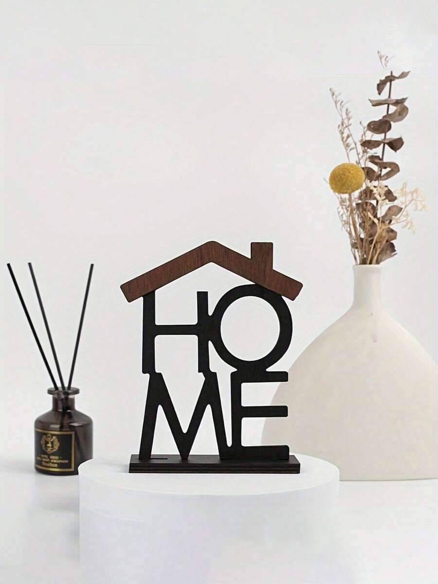 1 件别致的木制“HOME”字母房屋形装饰 - 多功能室内/室外使用，是家庭和办公室的理想礼物，家居装饰，多功能客厅装饰，家居装饰，非常适合情人节、感恩节和日常家居装饰 - 彩色 - 查看 1