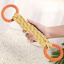 1 pieza Juguete de cuerda para masticar de mezcla de algodón para perros - Diseño anudado con doble asa adecuado para todos los tamaños de perros, limpia los dientes de las mascotas, duradero, juego interactivo de tira y afloja