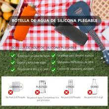 Botella de agua de silicona portátil, bebida deportiva plegable a prueba de fugas con asa, taza reutilizable lavable, equipo de camping ligero para campamento de verano al aire libre, acampada, senderismo, accesorios de viaje, utensilios de camping #6