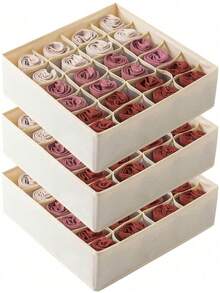 Sock Underwear Organizer Dividers, Fabric Foldable Drawer Organizer For Dresser Closet Organizers And Storage Boxes For Organizing Socks, Underwear, Ties - Beige - View 2