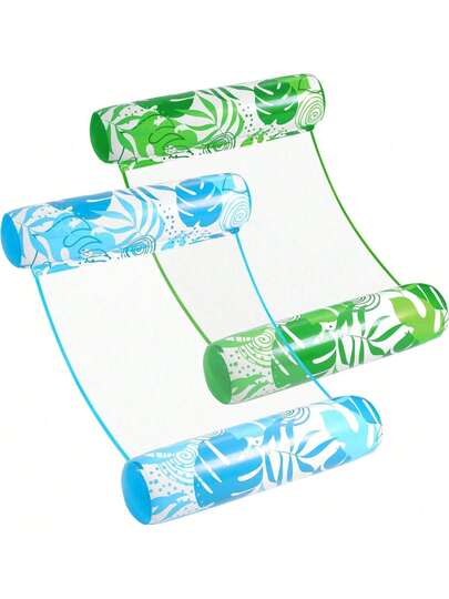 SLOOSH 2 Packs Hammock Pool Floats Adults, 4-In-1 Multi-Purpose Inflatable Pool Floats PVC Water Hammock Lounge Floaties