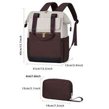 Minimalist Women's Laptop Backpack With Large Capacity, Colorblock Design, Suitable For Travel And Commute - Multicolor - View 11