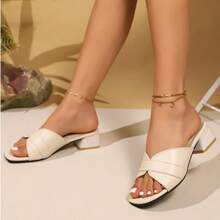 La nueva versión coreana de los zapatos Mueller de arrastre frío para mujeres perezosas en verano,Sandálias de salto feminino - Beis - Ver 3