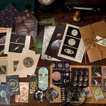 1 Pack 30pcs Vintage Planet Series Mixed Material Scrapbooking Stickers, School Supplies, Back To School - Multicolor - View 5