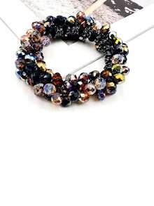 1条女士仿珍珠发圈，简约优雅精致高弹发绳，时尚发饰，适用于发髻、马尾辫，日常佩戴，发圈，橡皮筋，发绳 - 彩色 - 查看 8