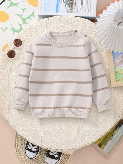 Baby Boy Colorblock Striped Knit Crew Neck Sweater