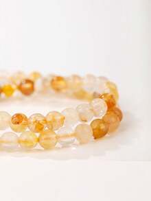 VE 1pc Natural Koi Fish Resin Flower Double Circle Crystal Bracelet For Women, Lucky Fish Swimming Upstream Symbolizing Good Luck, Suitable For Daily Wear, Great Gift Choice, Natural Gemstone Color Varies - Bracelet - View 4