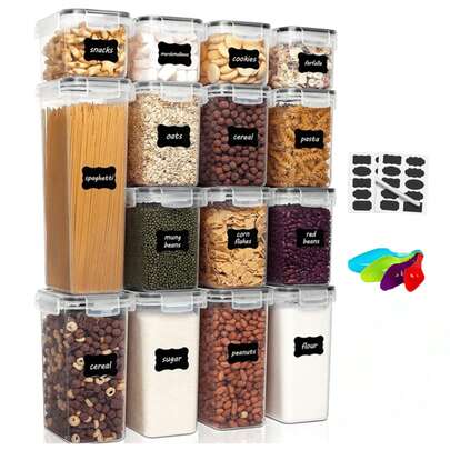 Set de 15 Recipientes Herméticos Contenedores para Alimentos Color Transparente Hermética Multiusos Almacenamiento Organizador Kitchen Storage Food Keeper