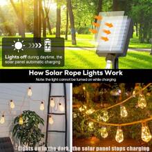 Solar-Powered Jute Rope Lights, 8m & 16 Shatterproof LED Bulbs, IP65 Waterproof, Suitable For Camping, Parties, Gardens, Festive Decorations, Etc - 彩色 - 查看 5