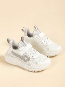 1 Pair Fashionable & Comfortable Solid Color Sports Sneakers, Minimalist Style White Non-Slip And Wear-Resistant, Molded Footbed For Stability, Lightweight White Running Shoes With EVA Sole, Suitable For Daily Wear - White - View 2