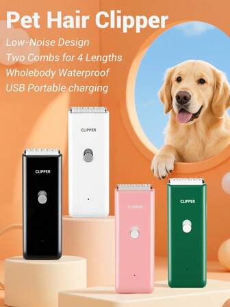 Electric Pet Hair Clipper, Professional Cordless Rechargeable Dog Hair Clipper, Low Noise Dog Trimmer For Small And Large Pets, Cat Shaver Clipper Dog Razor, Pet Grooming Kit, IPX7 Waterproof