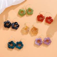 6 paires de boucles d'oreilles à fleurs minimalistes et mignonnes de couleur macaron en acrylique, convenant à la tenue quotidienne des femmes