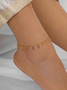 1pc Fashionable Minimalist Vintage Adjustable Beach Anklet For Women, Versatile For Casual And Commute Wear - Yellow Gold - View 15