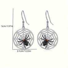 1 par de aretes colgantes con diseño de araña, calavera y murciélago con elementos de rhinestone con estilo gótico y de Halloween, apropiados para disfraces festivos y uso diario