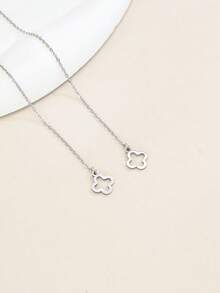 1 Pair Simple Geometric Round Hoop Earrings, Elegant Tassel Stainless Steel Circle Chain Dangle Earrings, Valentine's Day Gift - Yellow Gold - View 9