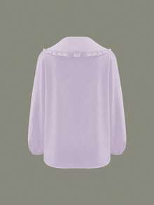 Women's Casual Elegant Collar Blouse, Spring/Summer - Purple - View 2