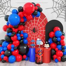 134PCS 5/10/18inch Black Red And Blue Sliver Balloons Arch Kit, Spider Men Theme Balloon Garland With Starburst Foil Balloons For BabyShower Happy Birthday Party Decorations - As the Picture Shows - View 4