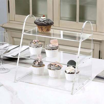 1 件亚克力三层迷你甜点展示架、珠宝和化妆品收纳架、蛋糕和圣诞糖果收纳架，适用于派对、婚礼、生日餐桌装饰