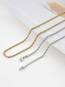 1pc Stainless Steel Punk Style Twist Chain Necklace, Unisex, Suitable For Daily Wear, Gift For Holidays
