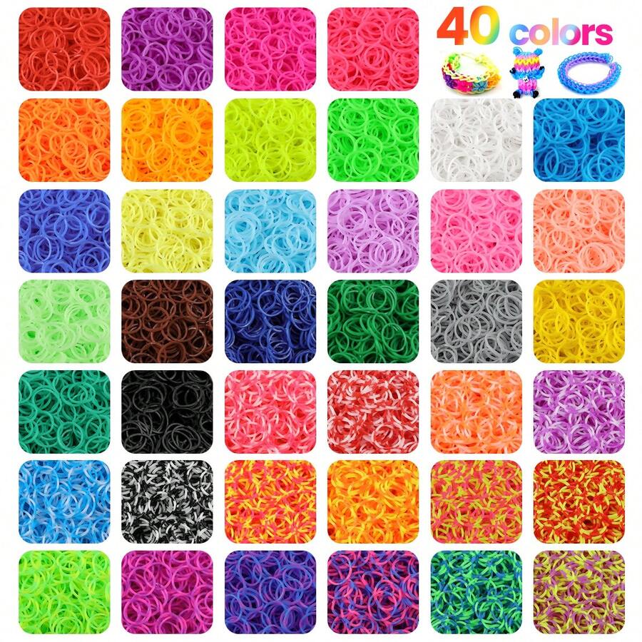 500pcs/1500pcs/7500pcs Loom Bracelet Making Kit, Weaving Loom Bands, Rubber Band Crafts Gifts, Loom Band Refill Set, Loom Bands Kit, Colorful Loom Bands Kit, For DIY Friendship Bracelets & Necklaces Making - Rubber Band - View 1