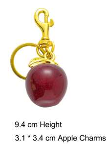 1pc Plus Size Cherry Keychain, Gold Leaf & Lobster Clasp, Shiny Resin Cherry Charm Pendant, Suitable For Women Fashion Handbag Accessory
