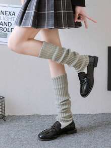 洛丽塔可爱喇叭形针织长款保暖套，卡哇伊JK秋季小腿套甜美腿套，Y2K风格，舒适 - 彩色 - 查看 9