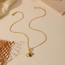 Hegaze 1 件简约飞机护照吊坠项链 - 金 - 查看 5