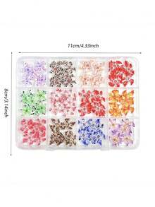 1 Hộp hỗn hợp ngẫu nhiên các loại phụ kiện trang trí móng tay hình hoa báo bằng nhựa ABS, phụ kiện trang trí móng tay hình hoa chấm bi gradient Y2K, đồ dùng tự làm móng nghệ thuật, đá trang trí móng tay. - Nhiều màu - Xem 9