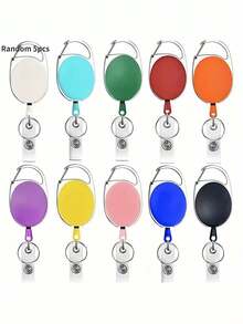 1/3/5pcs Retractable Key Chains, Office Use Lanyard Hook Key Chain, Name Tag Clip Keyring, ID Card Lanyard, Retractable Zipper Badge Holder, Retractable Badge Reel Clip, Durable Badge Reel Keychain, Double Side ID Badge Clip Retractable Reel, Carabiner Retractable Key Chain For Work ID Badge School Supplies, Back To School - View 9