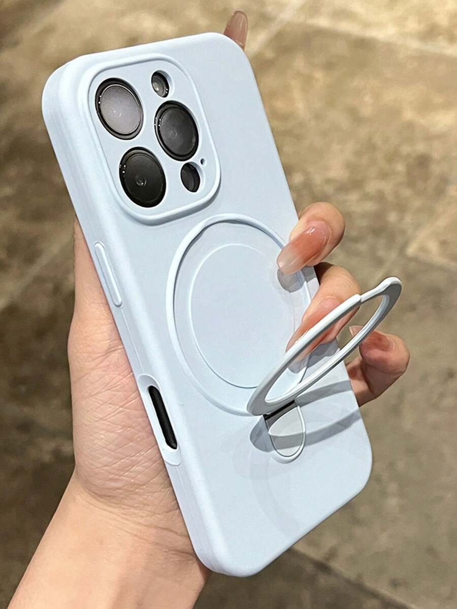 适用于磁性无线充电软硅胶支架外壳兼容 17Air 17 16 15 14 13 12 11 Pro Max 16e 软壳磁性液体硅胶保护套 - 天藍色 - 查看 1