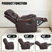 Sillón reclinable mecedor Air, sofá individual con costuras de diamante - Marrón - Ver 3