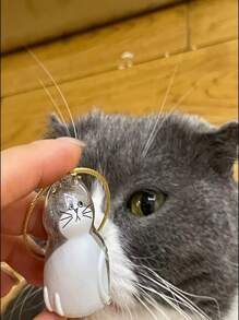 1 Pezzo Capsula Commemorativa Trasparente Per Gatti - Design Viso Carino Con Anello Per Appendere - Regalo Commemorativo Per Amanti Dei Gatti, Conserva I Peli Del Tuo Animale Domestico A Lungo Termine, Design Emozionale, Chiusura Sicura, Memoriale Per La Perdita Del Tuo Animale Domestico